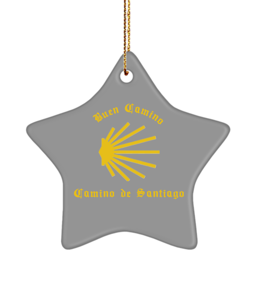 Camino de Santiago Buen Camino Christmas Ornament Grey Star