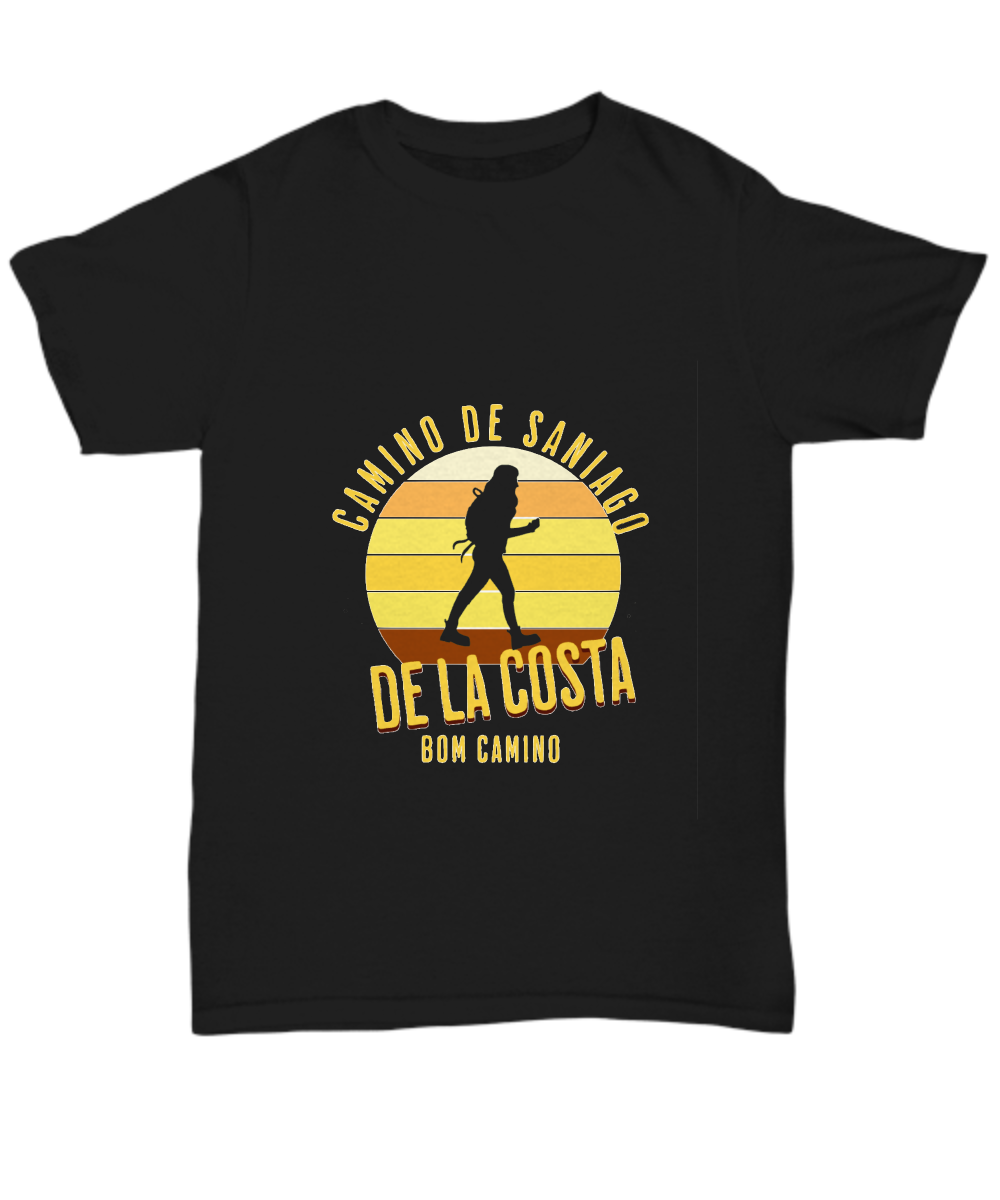 Camino de la Costa Solo T-Shirt  Peregrino Journey Bom Camino Gift, Black Unisex, Short-Sleeve, S to 5XL