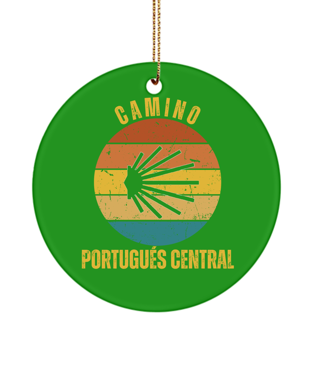 Camino de Santiago Christmas Ornament Portugues Central Seashell, 3" Round Ceramic