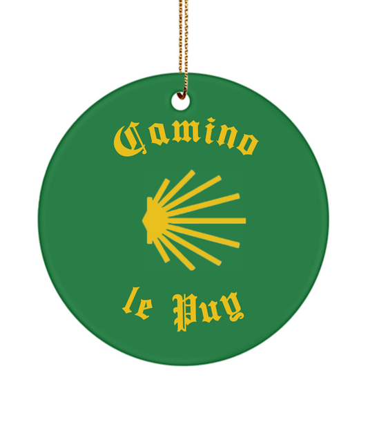 Camino de Santiago Christmas Ornament Seashell le Puy, Ceramic, 3" Round