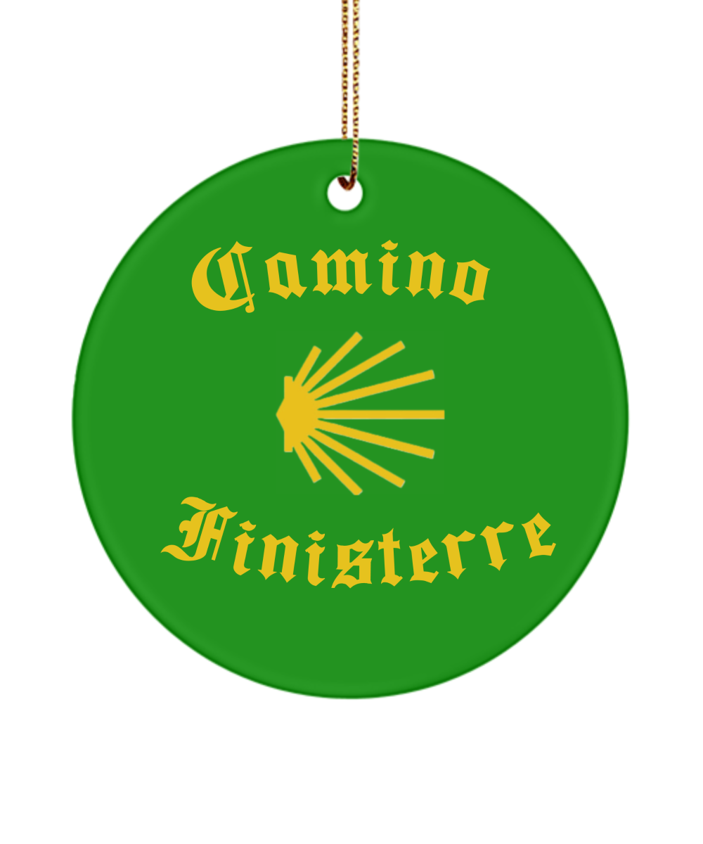 Camino de Santiago Christmas Ornament Seashell Finisterre, 3" Round Ceramic