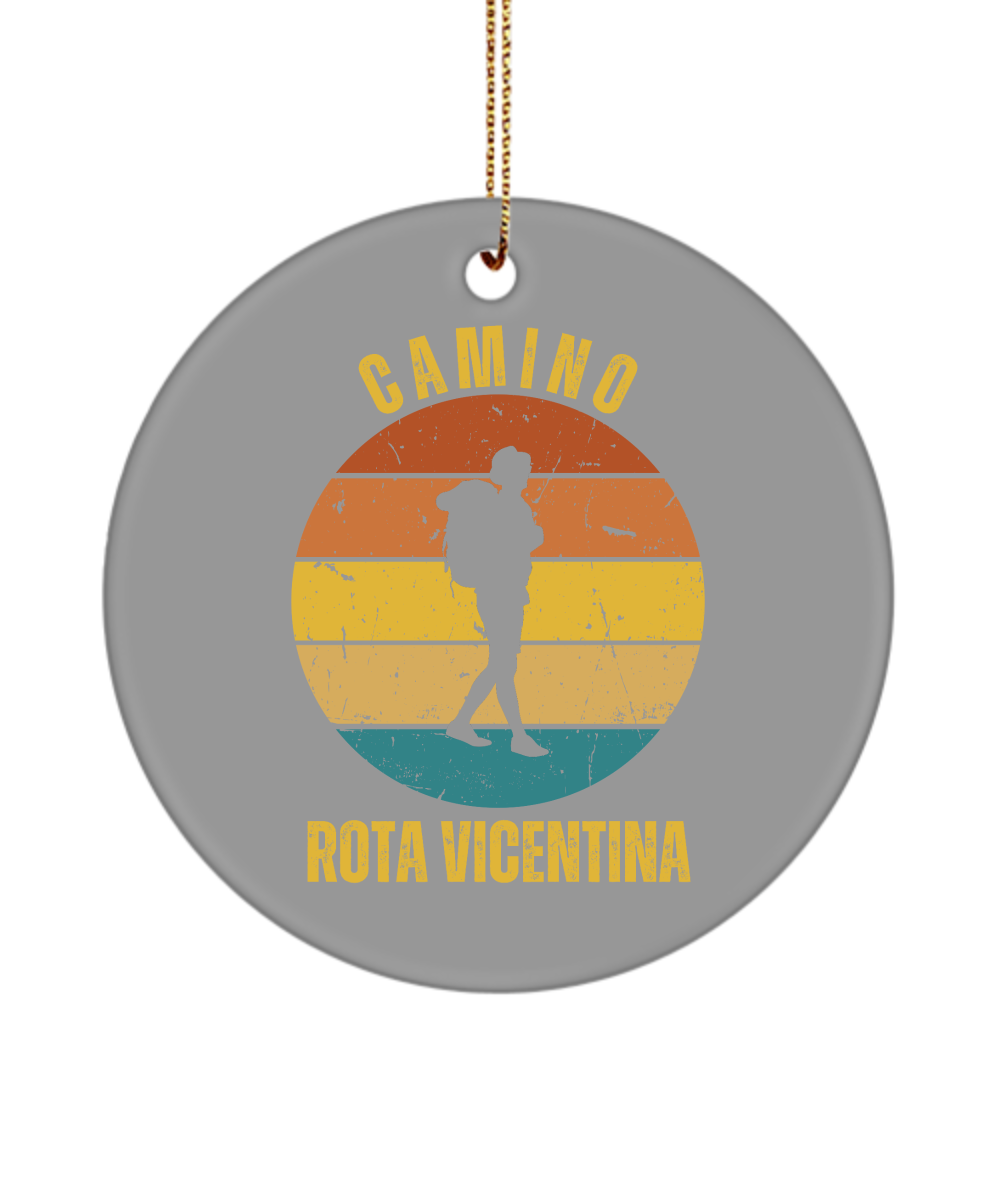 Camino de Santiago Christmas Ornament Solo Hiker Rota Vicentina, Ceramic, 3"Round