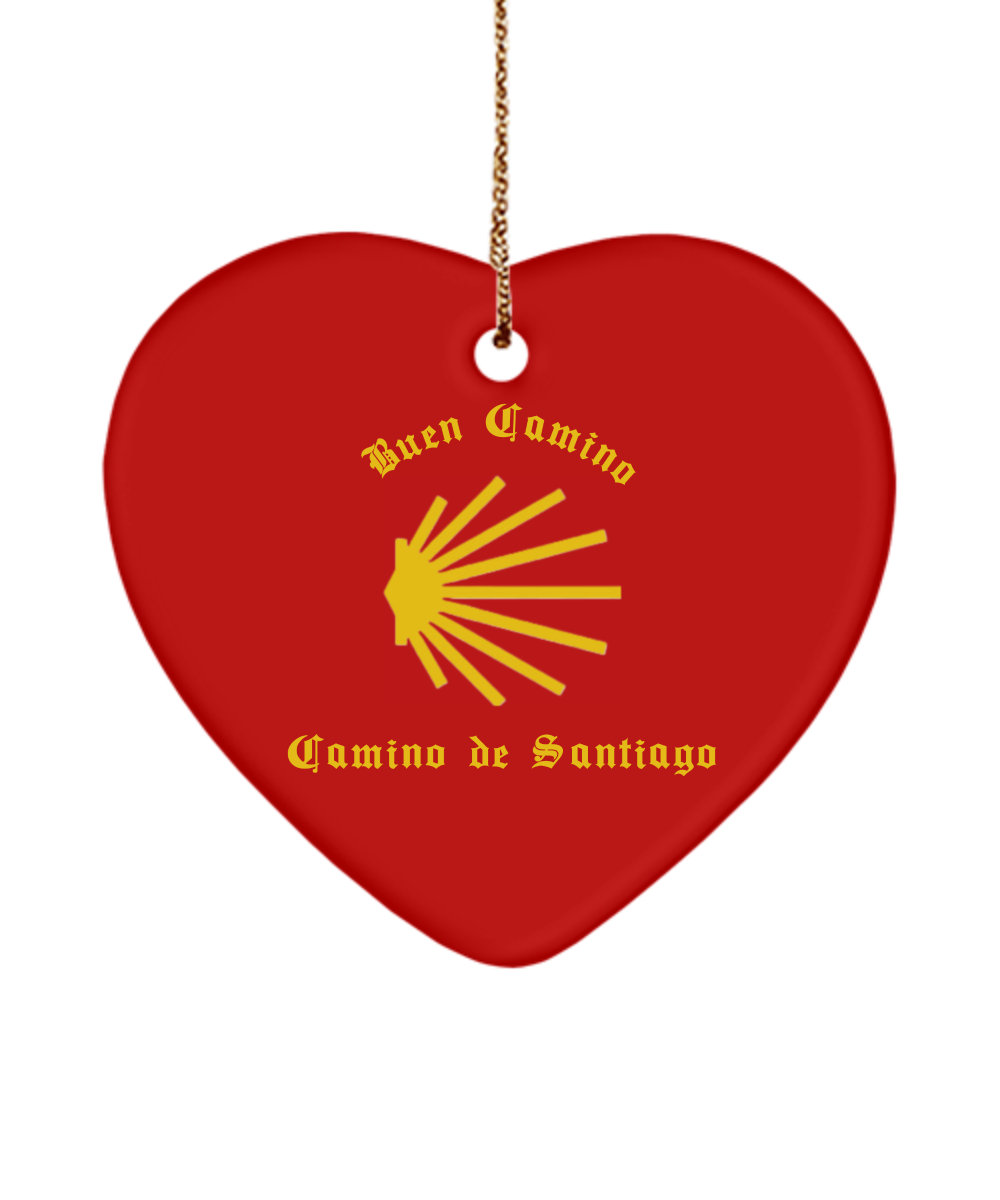 Camino de Santiago Buen Camino Christmas Ornament Red Heart