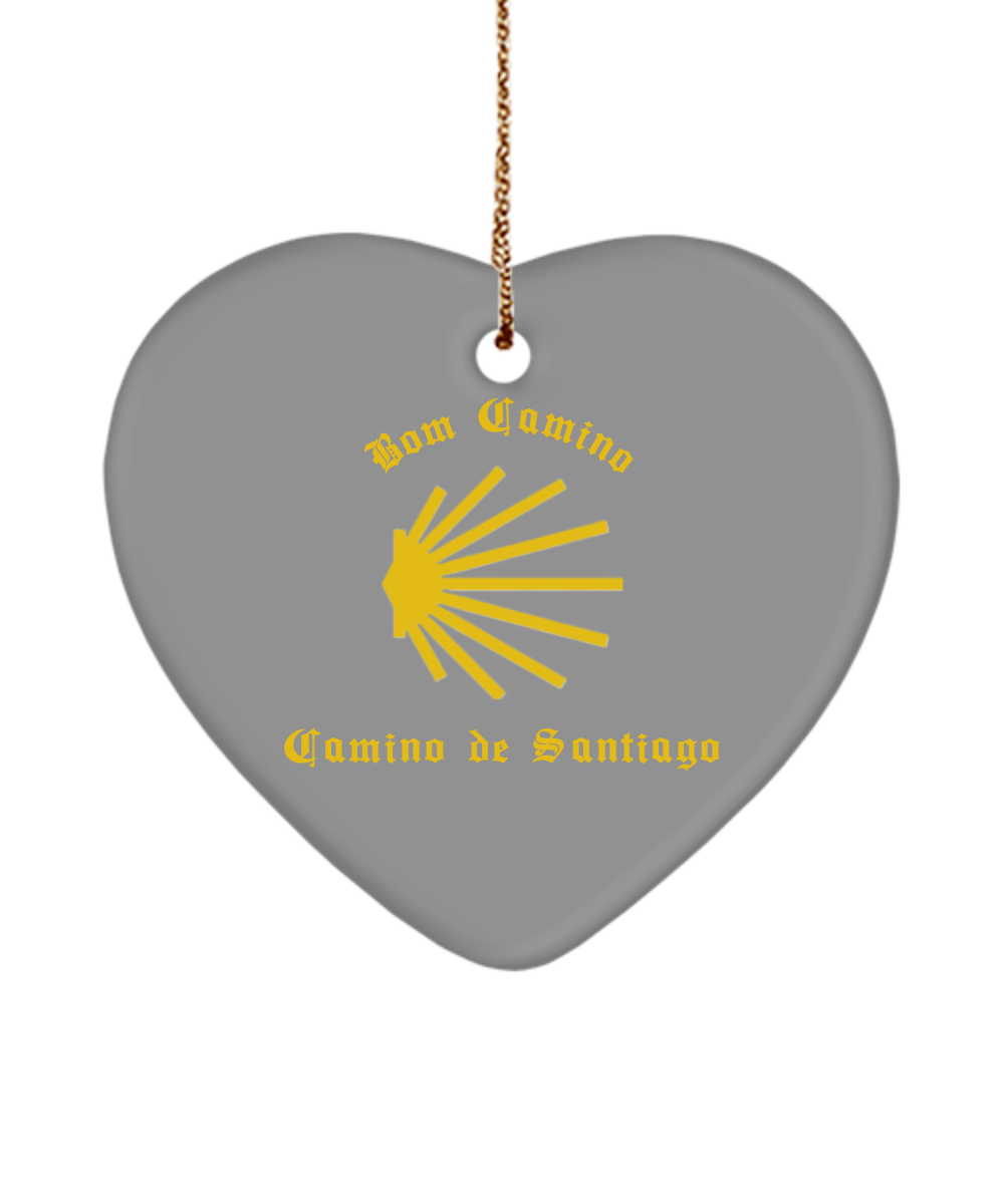 Camino de Santiago Bom Camino Christmas Ornament, Portugues Way, 3" Heart, Oval, or Star Ceramic Keepsake Heart, Star, or Oval