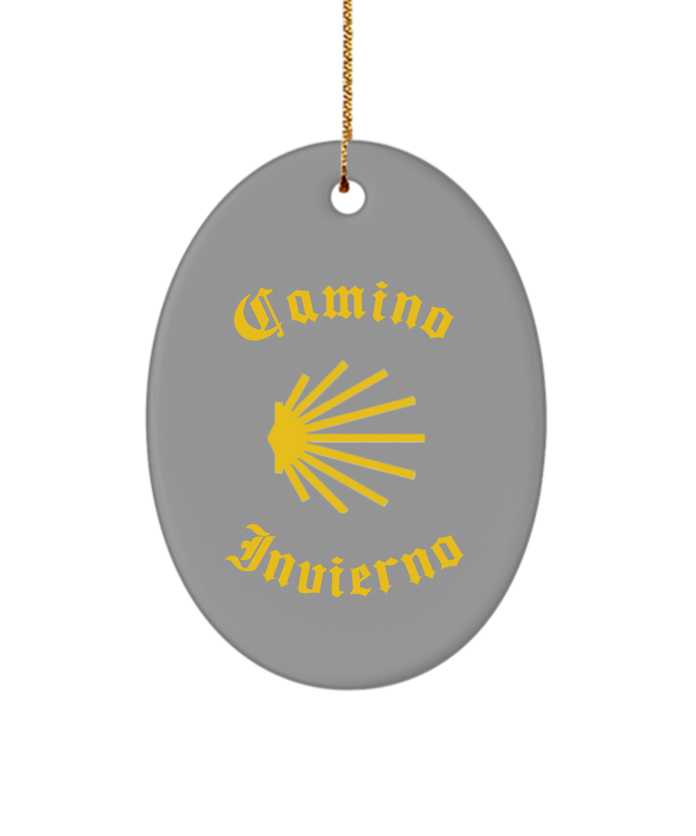 Camino de Santiago Christmas Ornament Seashell Invierno 3" Ceramic, Star, Oval, or Heart