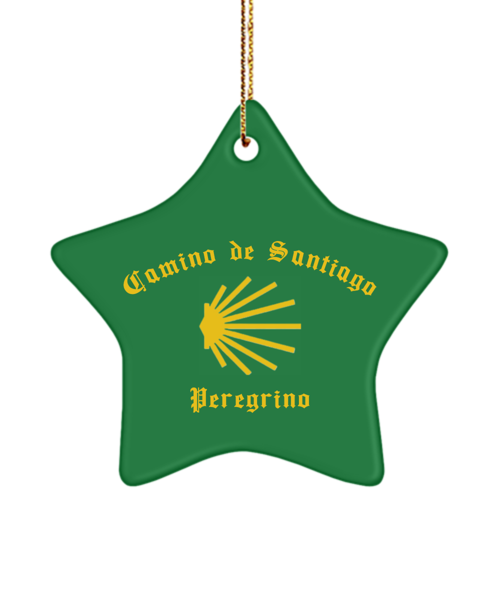 Camino de Santiago Christmas Ornament Peregrino Seashell Christmas Green Star