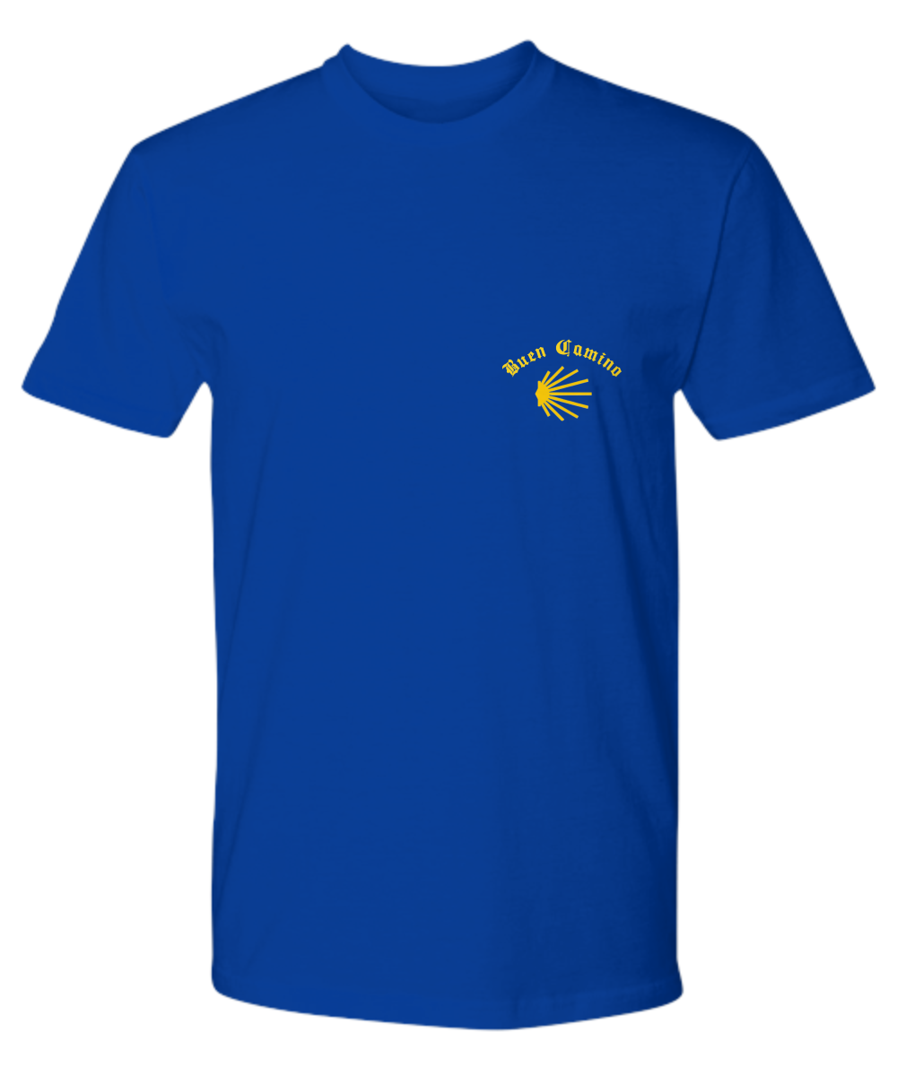 Camino Mozurabe Shirts and Hoodies el Camino de Santiago, Seashell Logo Front, Route Back