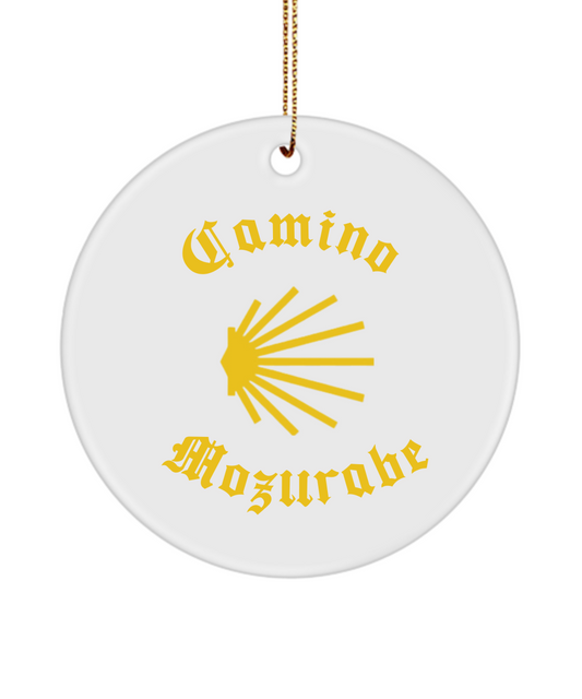 Camino de Santiago Christmas Ornament Seashell Mozarabe, 3" Round, Ceramic