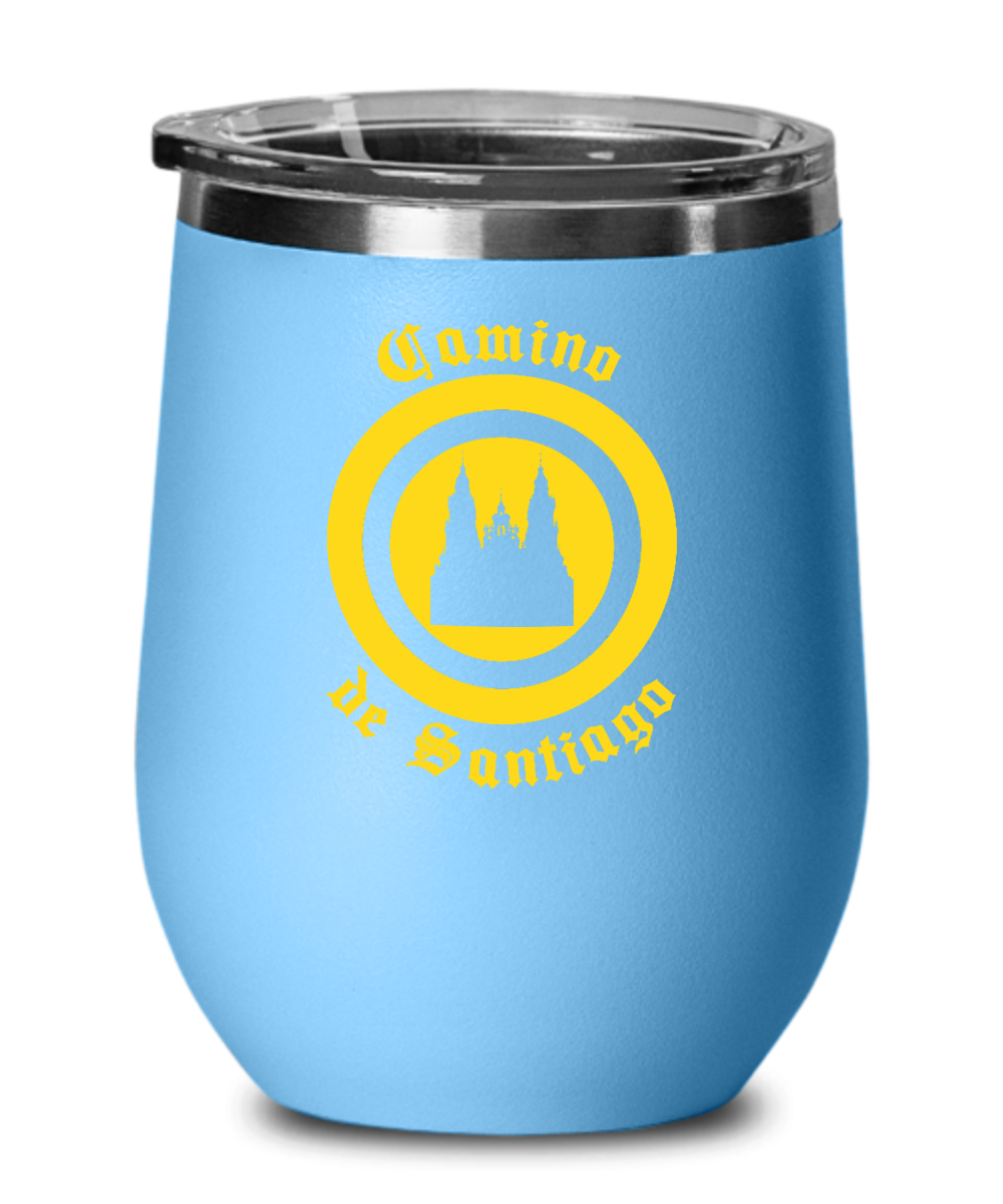 Santiago de Compostela Wine Tumbler, Gifts for Camino de Santiago, Lidded 12 oz.