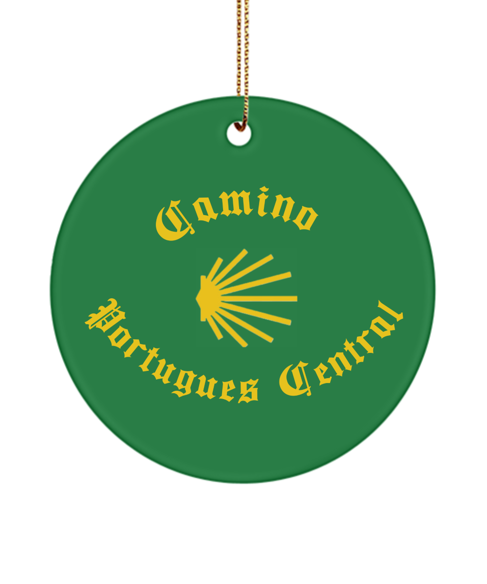 Camino de Santiago Christmas Ornament Seashell Portugues Central, 3" Ceramic Round