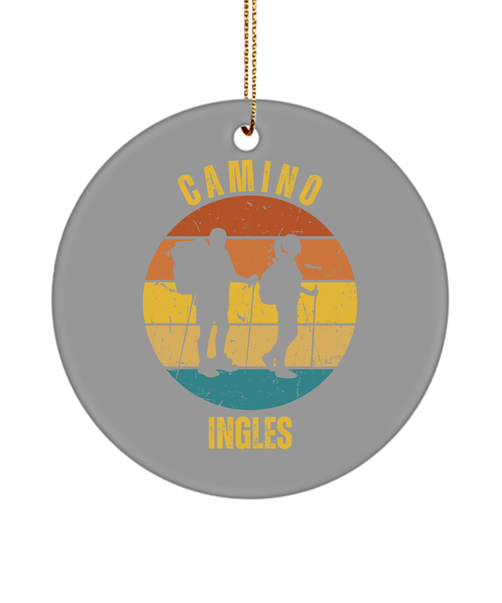 Camino de Santiago Christmas Ornament Hikers Ingles, 3" Round, Ceramic