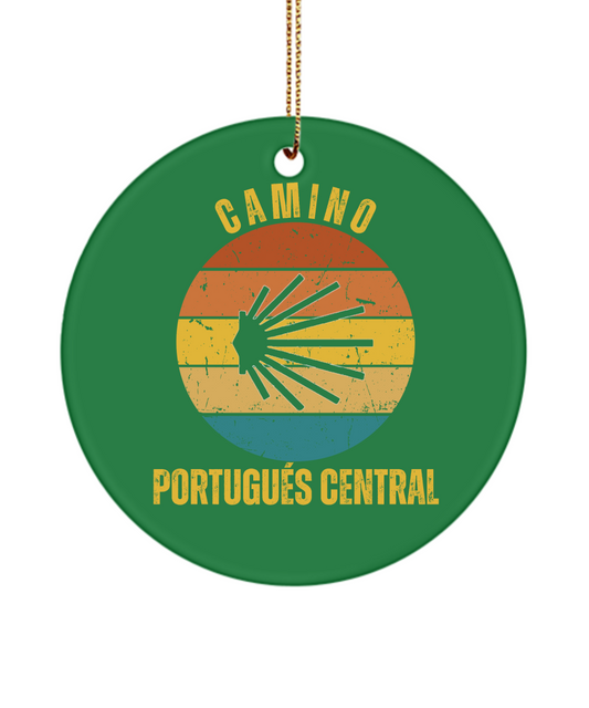 Camino de Santiago Christmas Ornament Portugues Central Seashell, 3" Round Ceramic