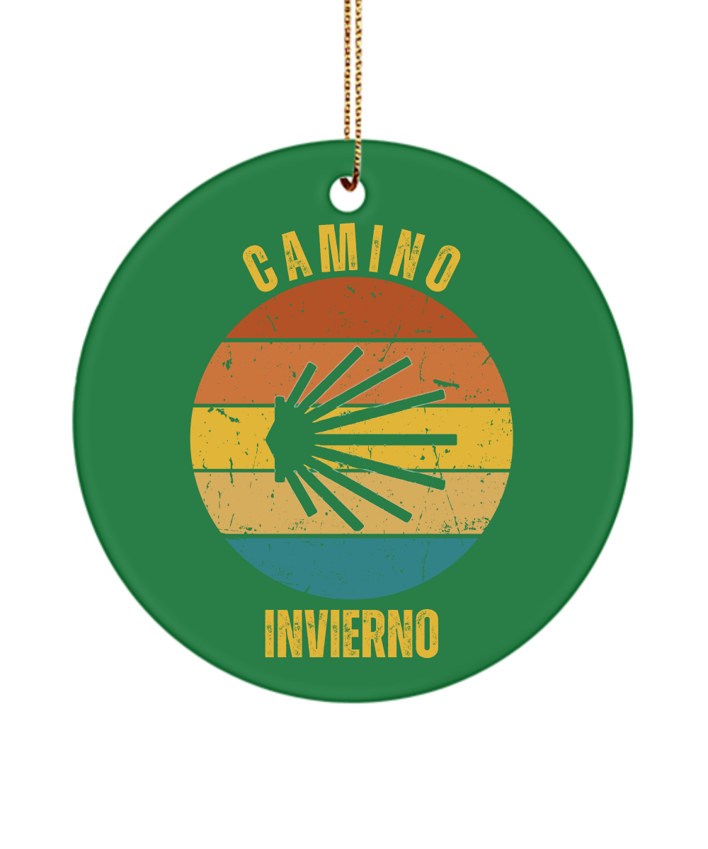 Camino de Santiago Christmas Ornament Invierno Seashell, 3" Round, Ceramic