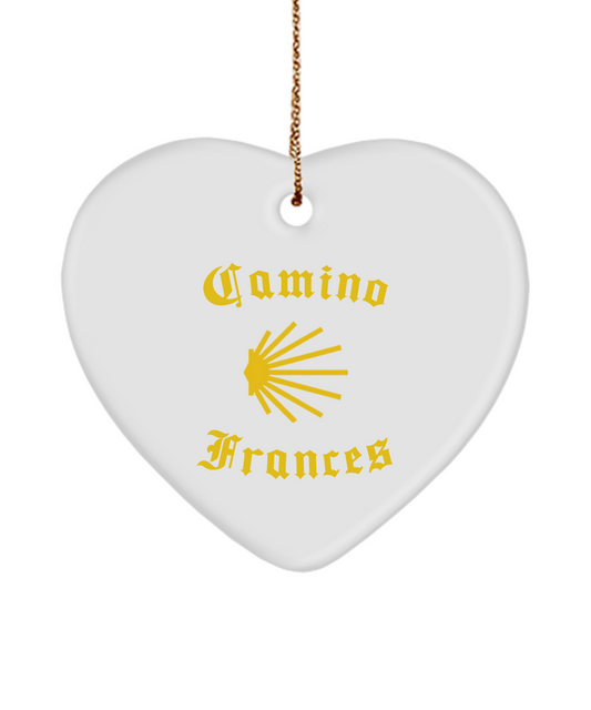 Camino de Santiago Christmas Ornament Seashell Frances 3" Ceramic Heart, Oval, or Star