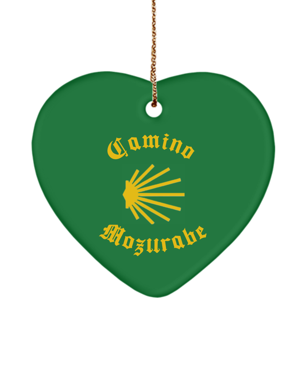 Camino de Santiago Christmas Ornament Seashell Mozarabe 3" Ceramic, Heart, Star, or Oval