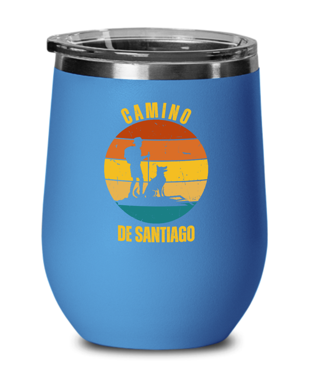 Camino de Santiago Wine Tumbler with dog