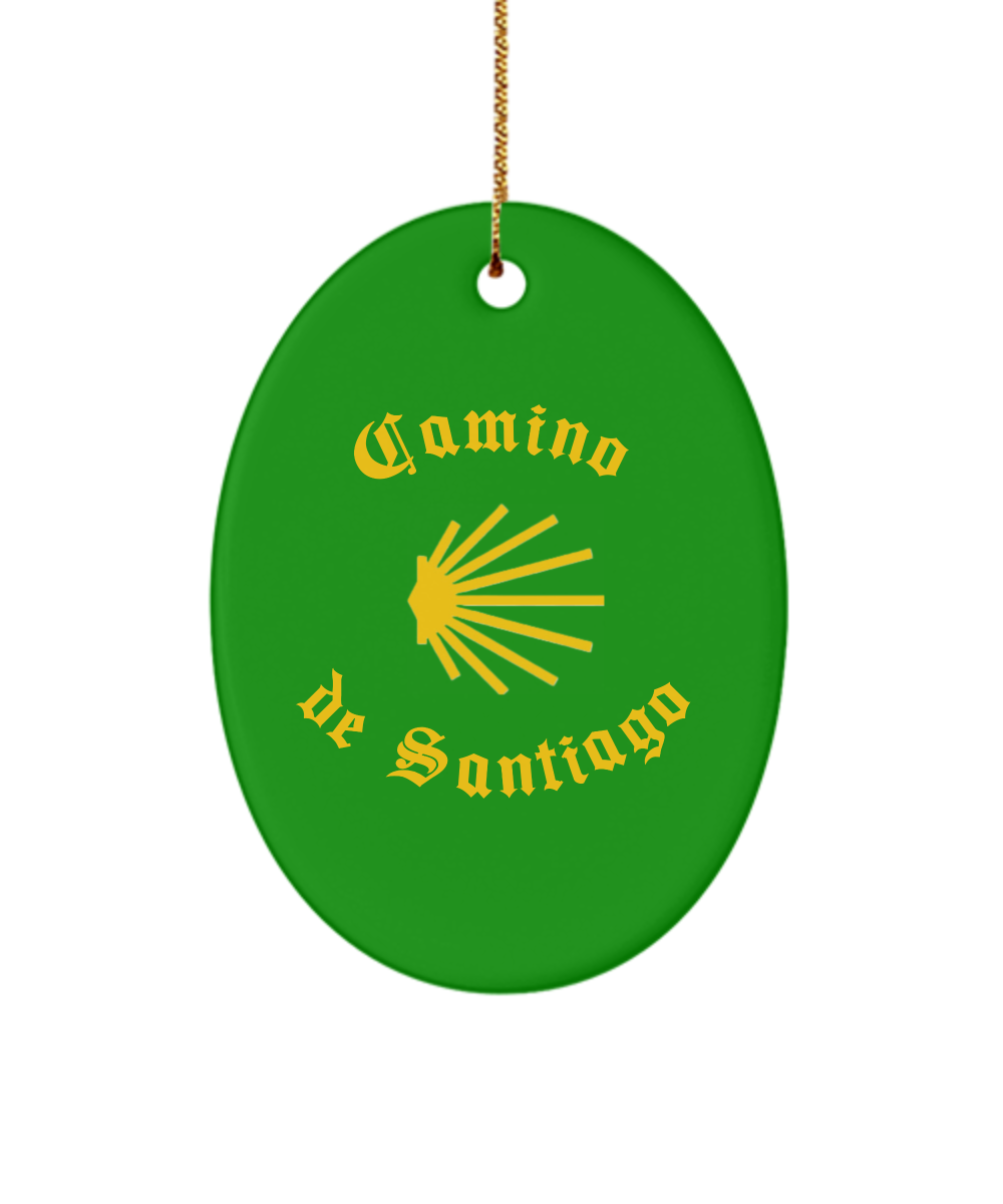 Camino de Santiago Christmas Ornament 3" Green Oval