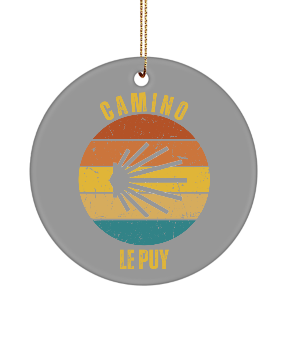 Camino de Santiago Christmas Ornament le Puy Seashell, 3" Round, Ceramic