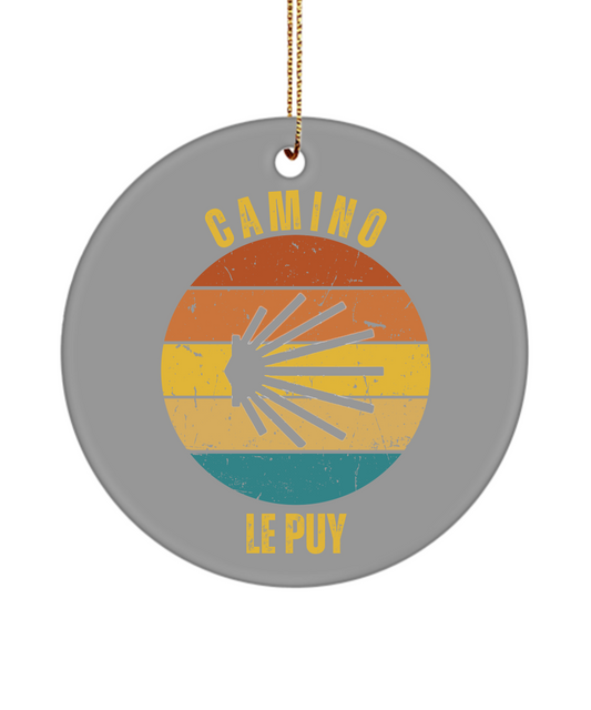 Camino de Santiago Christmas Ornament le Puy Seashell, 3" Round, Ceramic