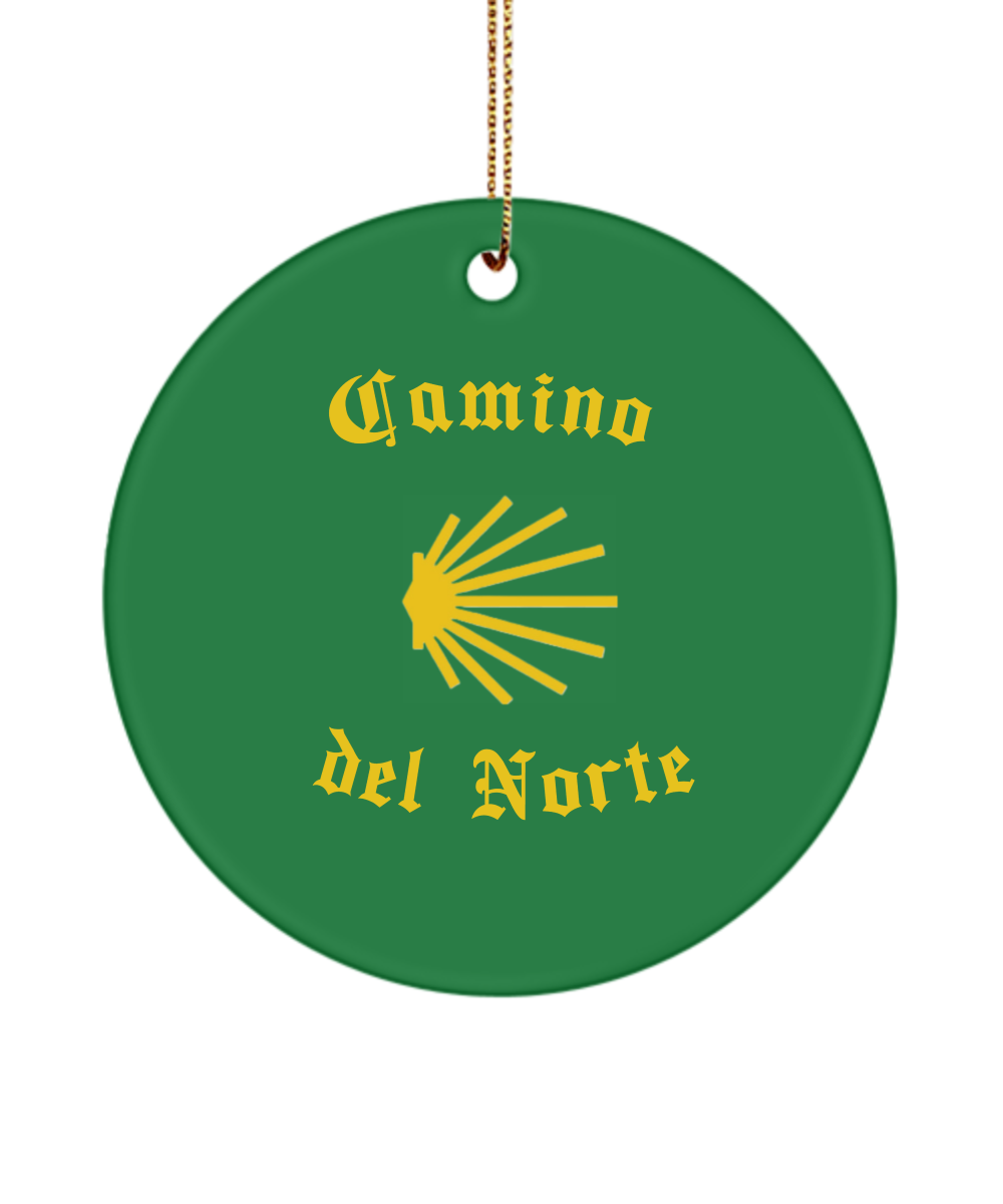 Camino de Santiago del Norte Seashell Christmas Ornament, 3" Round, Ceramic