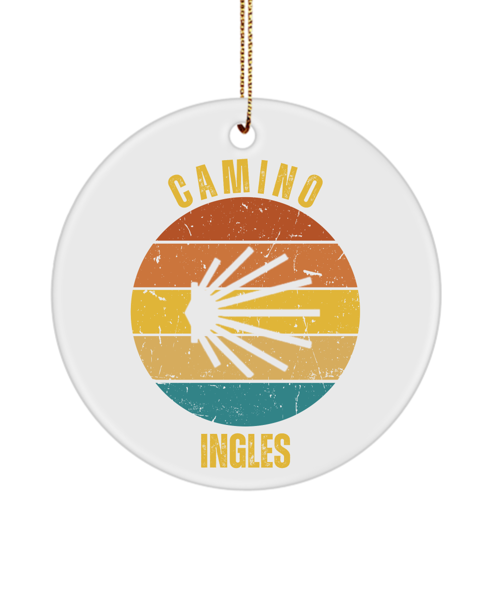 Camino de Santiago Christmas Ornament Ingles Seashell, 3" Round, Ceramic