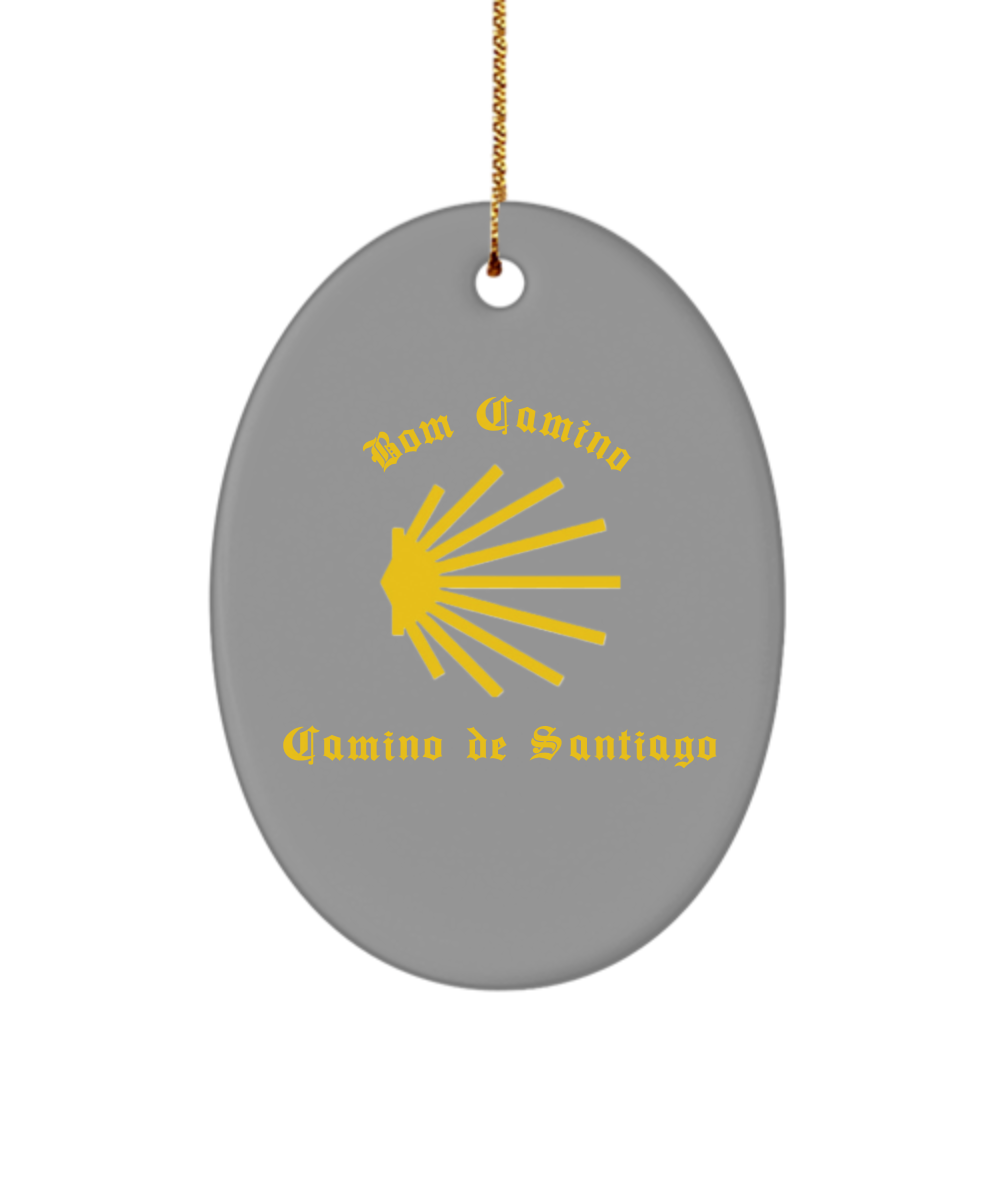 Camino de Santiago Bom Camino Christmas Ornament, Portugues Way, 3" Heart, Oval, or Star Ceramic Keepsake Heart, Star, or Oval