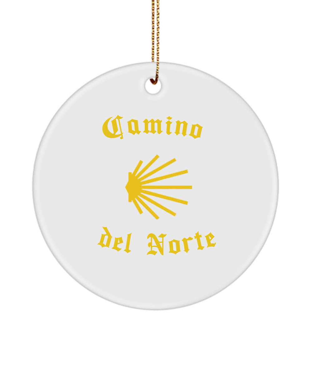 Camino de Santiago del Norte Seashell Christmas Ornament, 3" Round, Ceramic