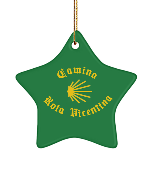 Camino de Santiago Christmas Ornament Seashell Rota Vicentina 3" Ceramic, Star, Heart, or Oval