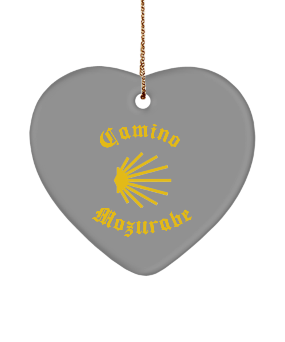 Camino de Santiago Christmas Ornament Seashell Mozarabe 3" Ceramic, Heart, Star, or Oval