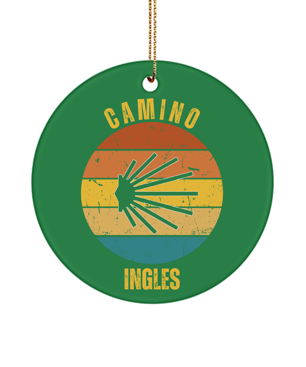 Camino de Santiago Christmas Ornament Ingles Seashell, 3" Round, Ceramic