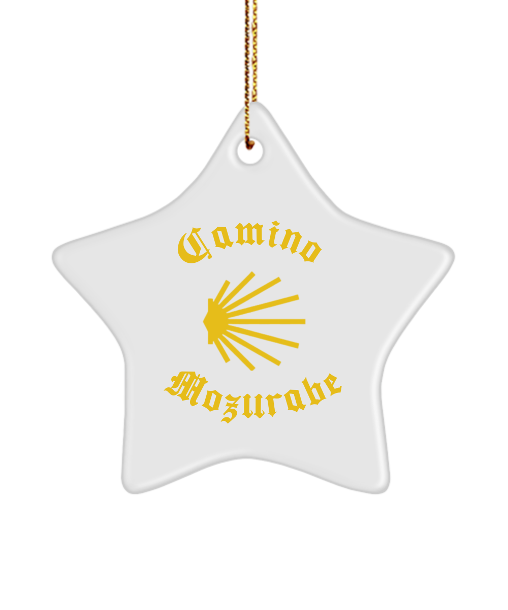 Camino de Santiago Christmas Ornament Seashell Mozarabe 3" Ceramic, Heart, Star, or Oval