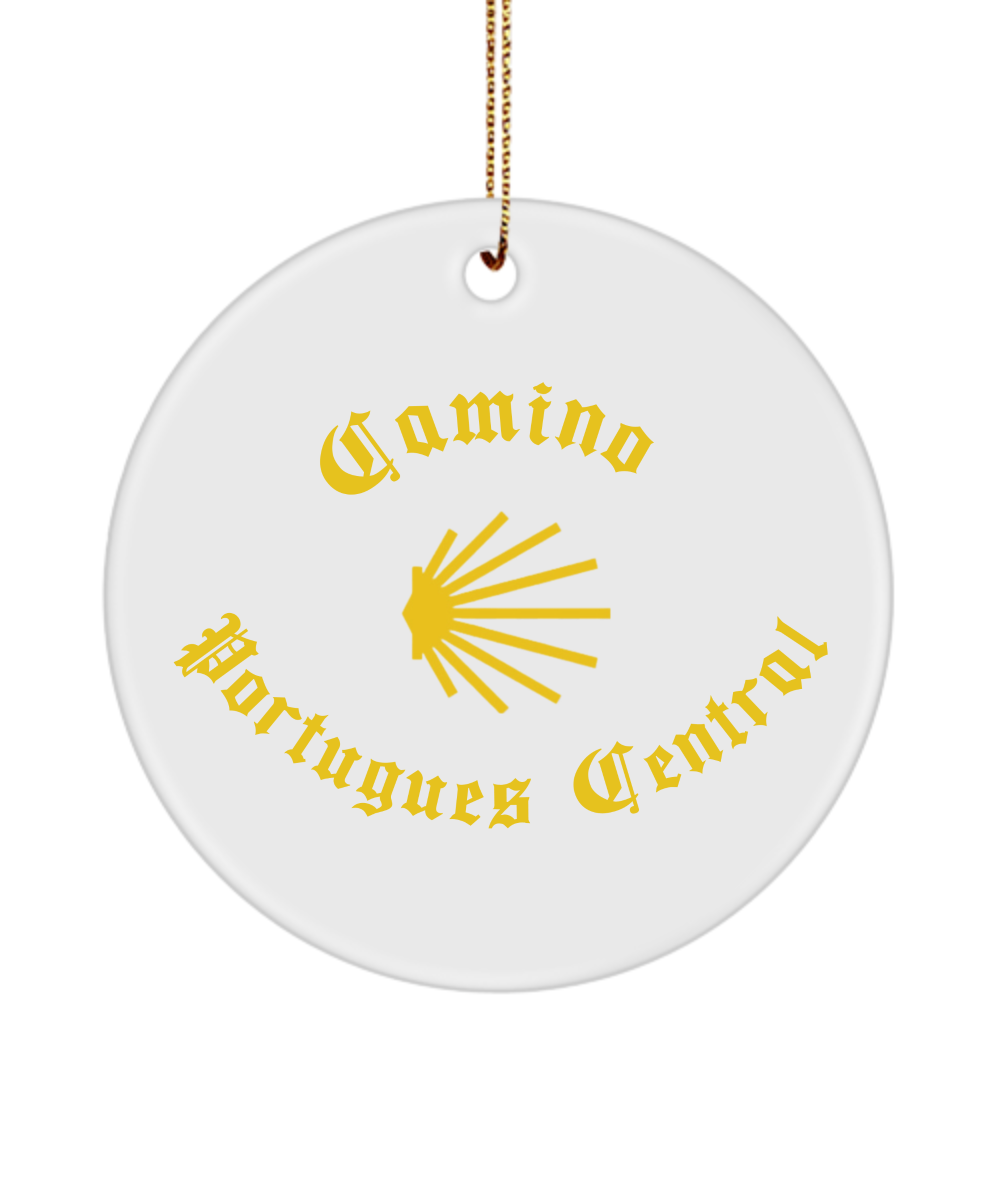 Camino de Santiago Christmas Ornament Seashell Portugues Central, 3" Ceramic Round