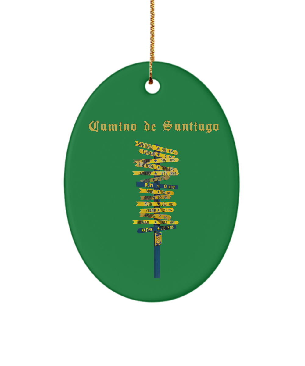 Camino de Santiago Signpost Oval Ornament 3" Ceramic Keepsake