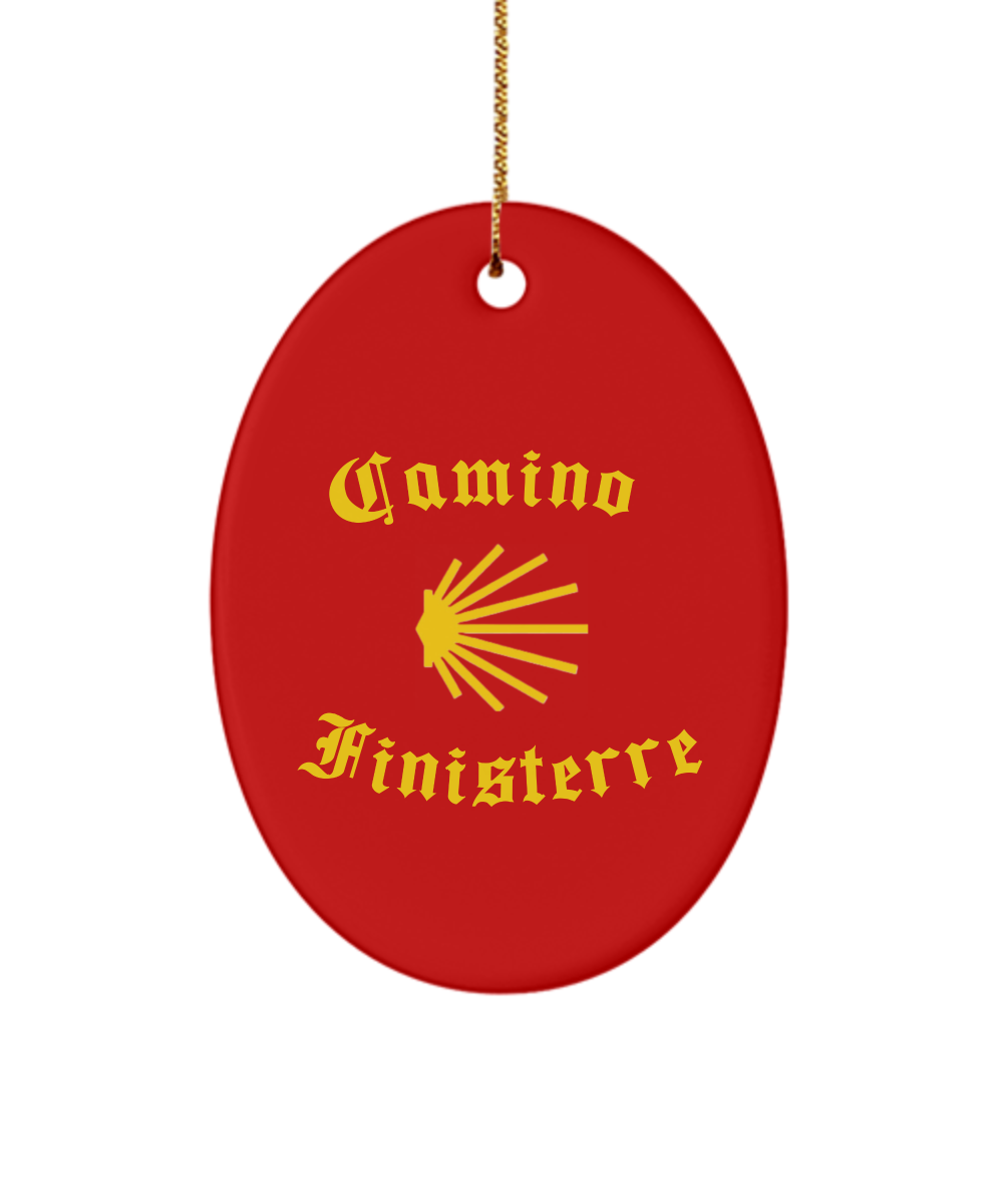 Camino de Santiago Christmas Ornament Seashell Finisterre 3" Ceramic Star, Heart, or Oval