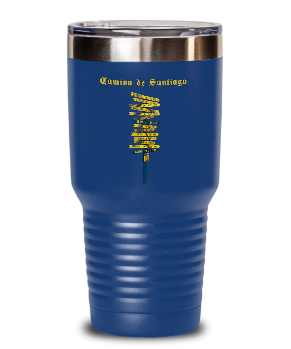 Camino de Santiago Signpost Tumbler Commemorate Your Peregrino Journey Camino Gift for Christmas Vacuum Sealed with Lid 20 or 30 oz.