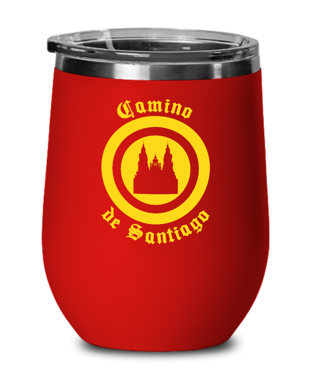 Santiago de Compostela Wine Tumbler, Gifts for Camino de Santiago, Lidded 12 oz.