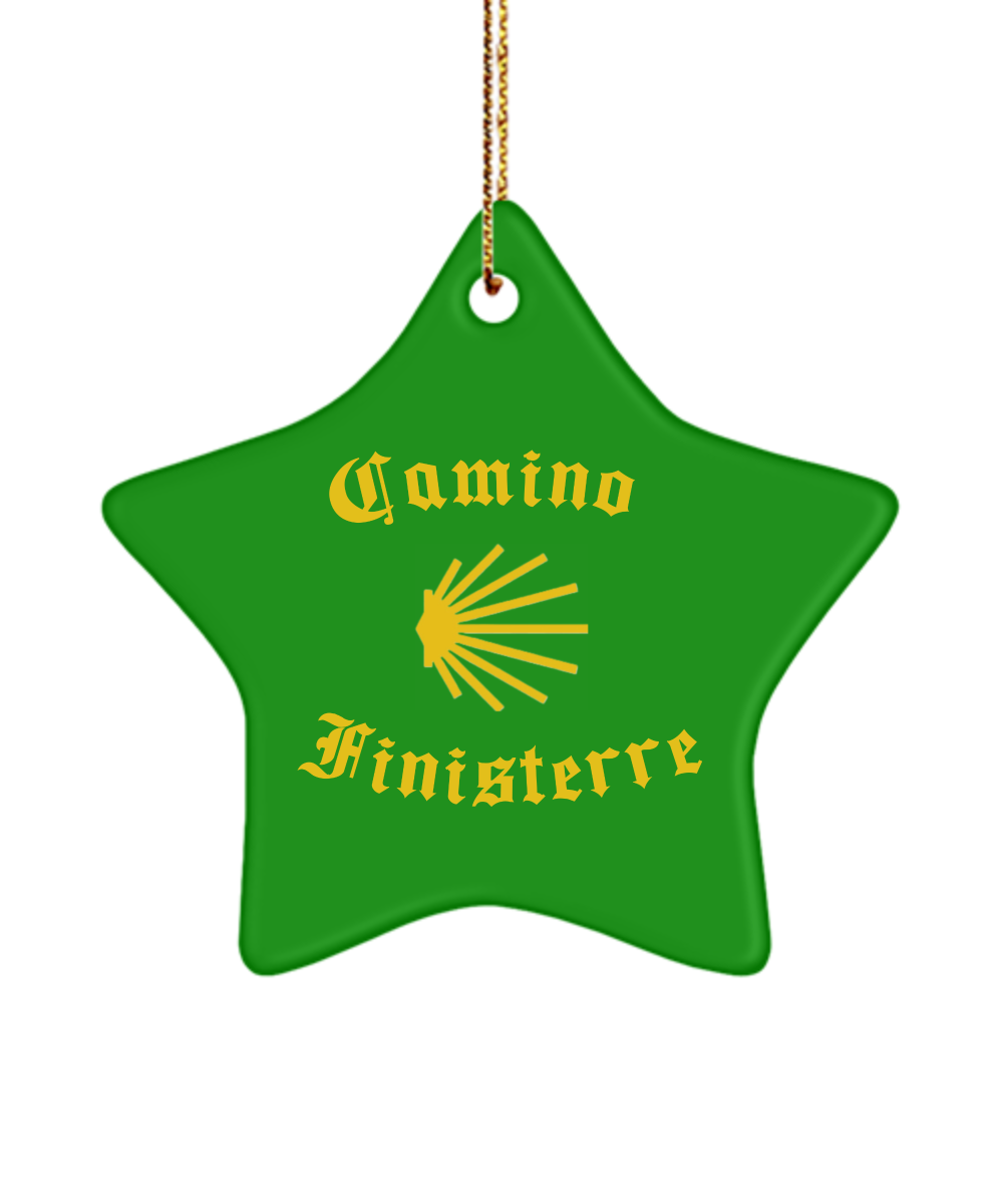 Camino de Santiago Christmas Ornament Seashell Finisterre 3" Ceramic Star, Heart, or Oval