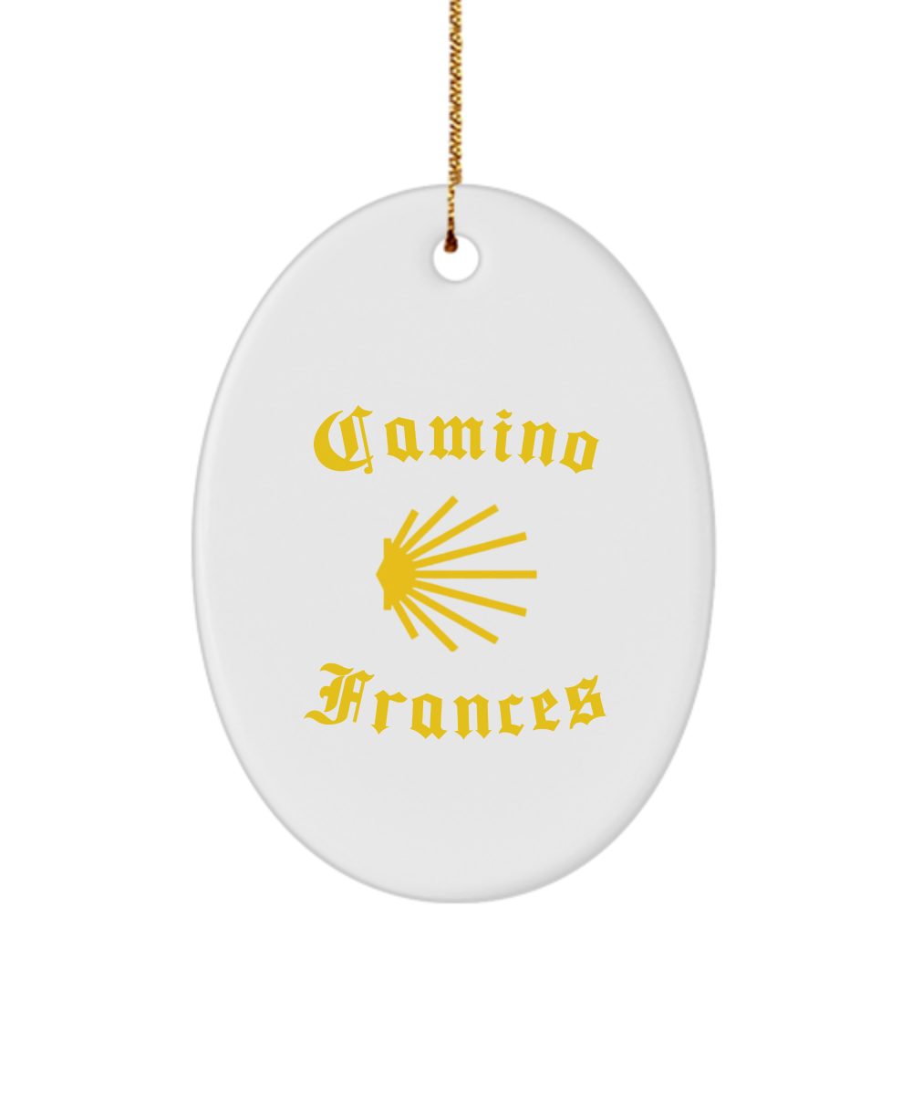 Camino de Santiago Christmas Ornament Seashell Frances 3" Ceramic Heart, Oval, or Star