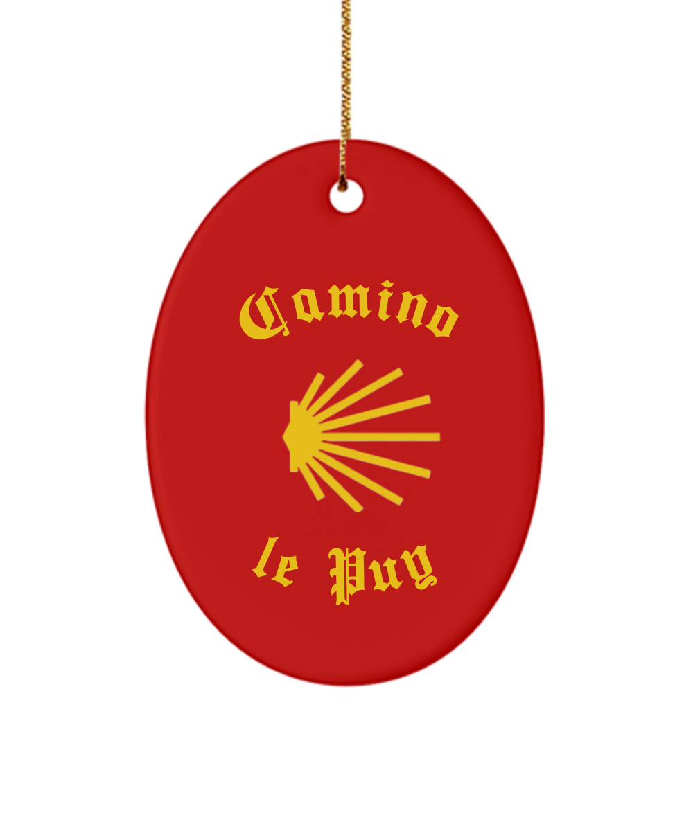 Camino de Santiago Christmas Ornament Seashell le Puy 3" Ceramic, Heart, Star, or Oval