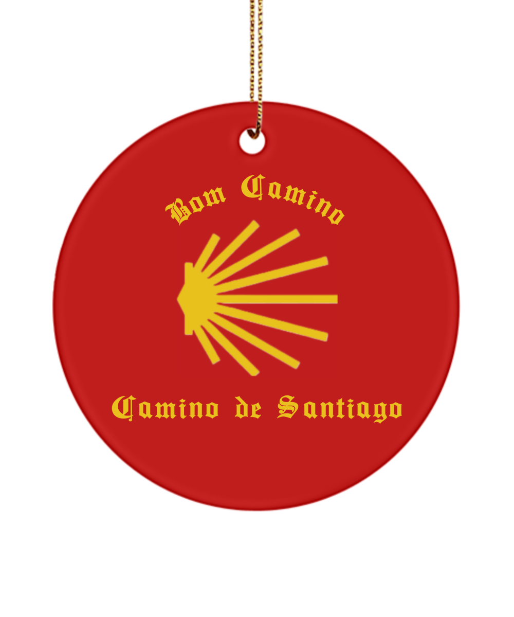 Camino de Santiago Bom Camino Christmas Ornament, Portugues Way, 3" Round Ceramic Keepsake