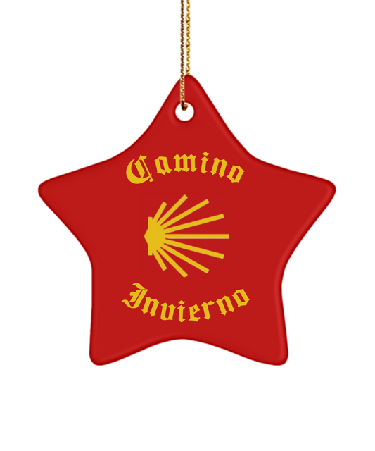 Camino de Santiago Christmas Ornament Seashell Invierno 3" Ceramic, Star, Oval, or Heart