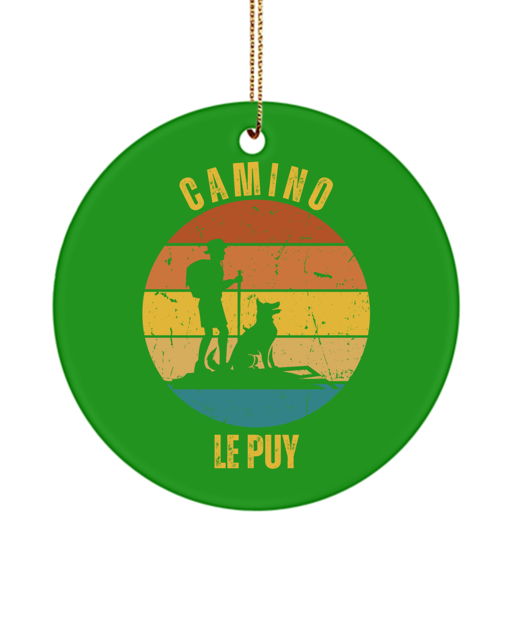 Camino de Santiago Christmas Ornament Hiker Dog le Puy