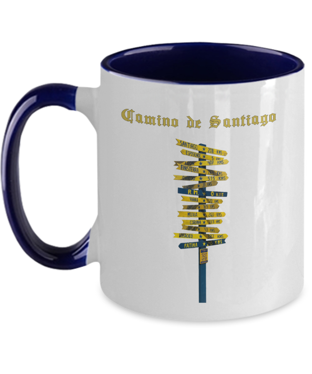 Camino de Santiago Signpost Mug Navy and White