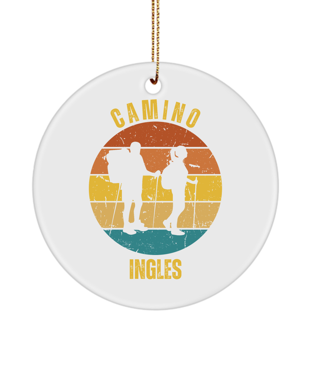 Camino de Santiago Christmas Ornament Hikers Ingles, 3" Round, Ceramic