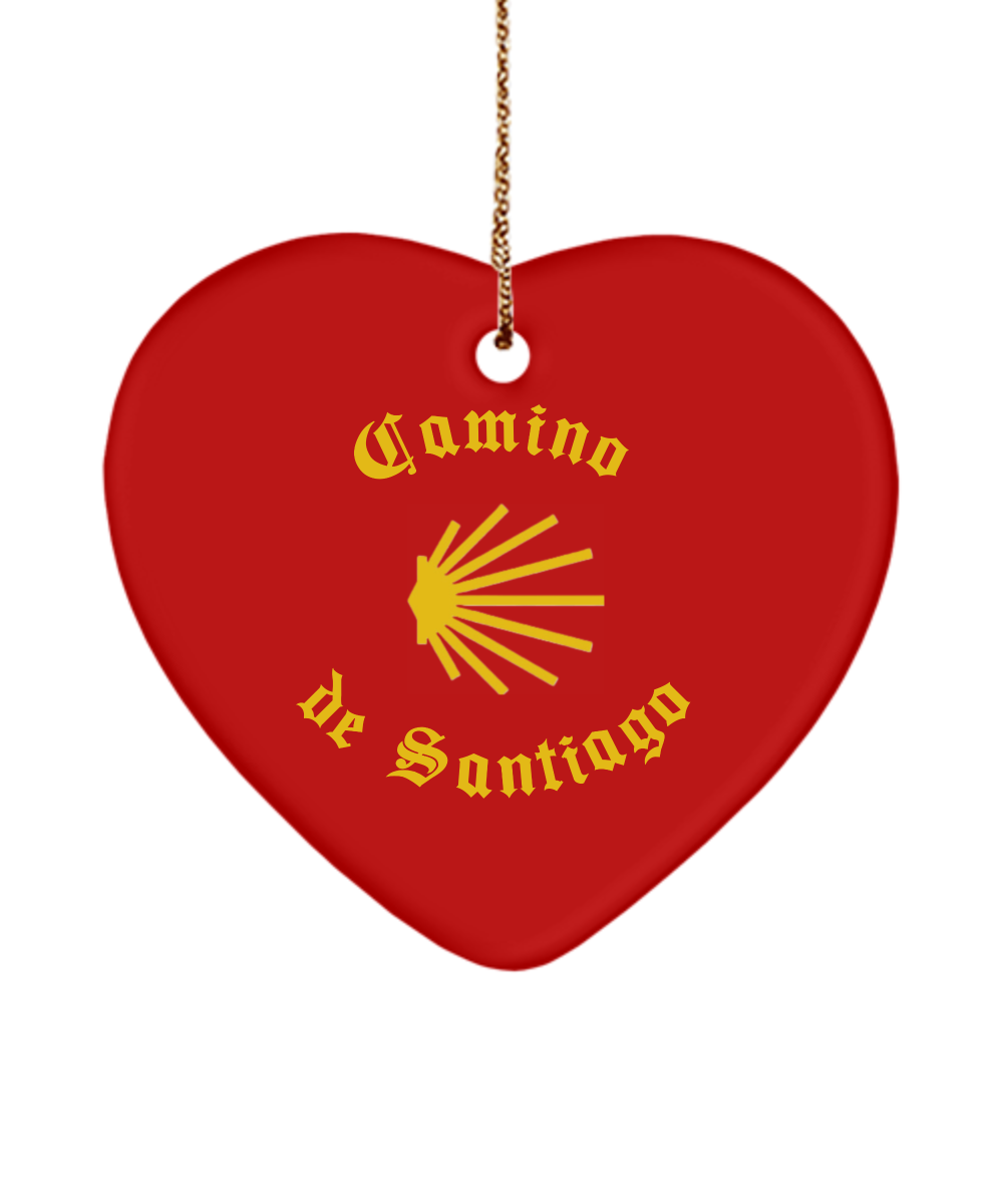 Camino de Santiago Christmas Ornament 3" Red Heart