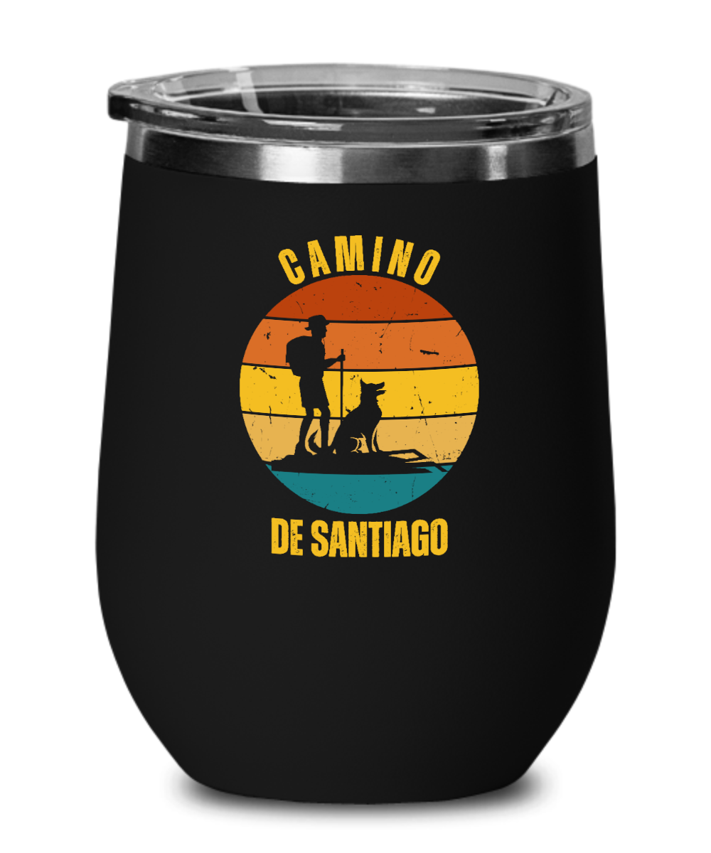 Camino de Santiago Wine Tumbler with dog