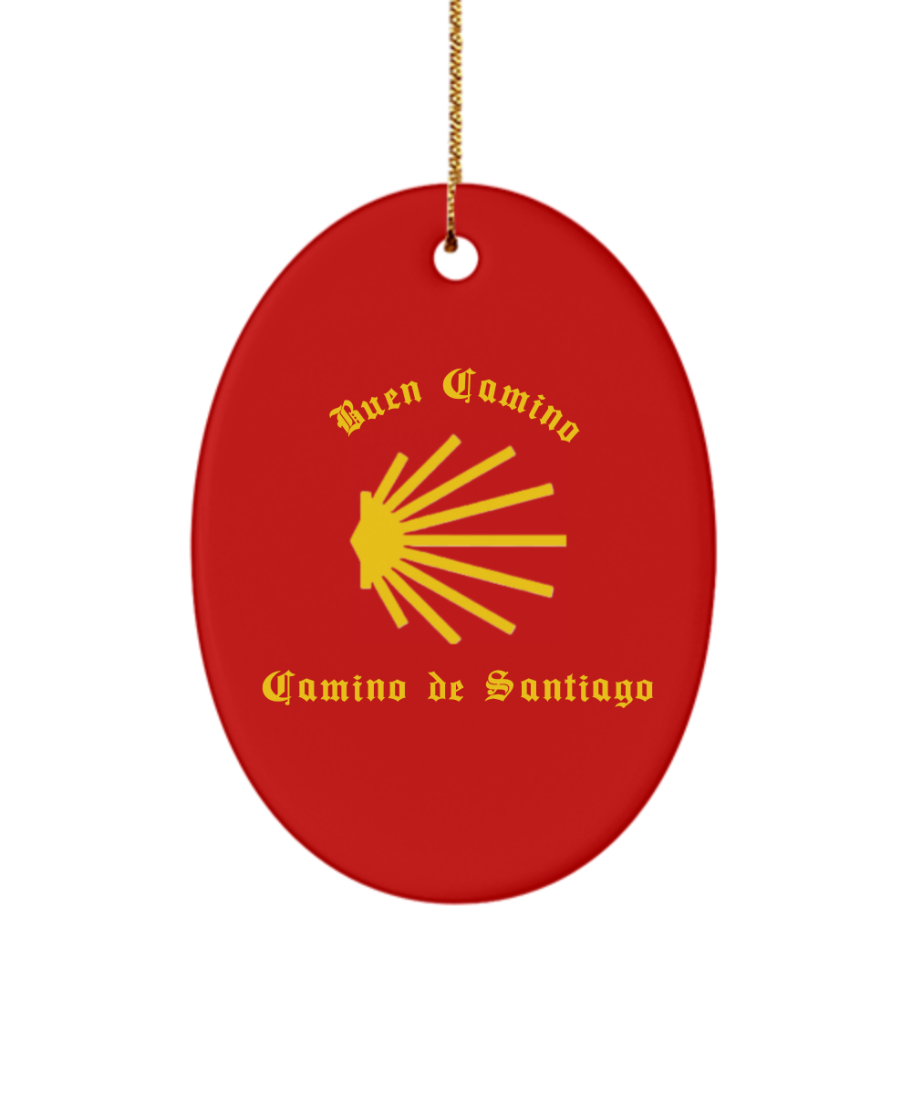 Camino de Santiago Buen Camino Christmas Ornament Red Oval