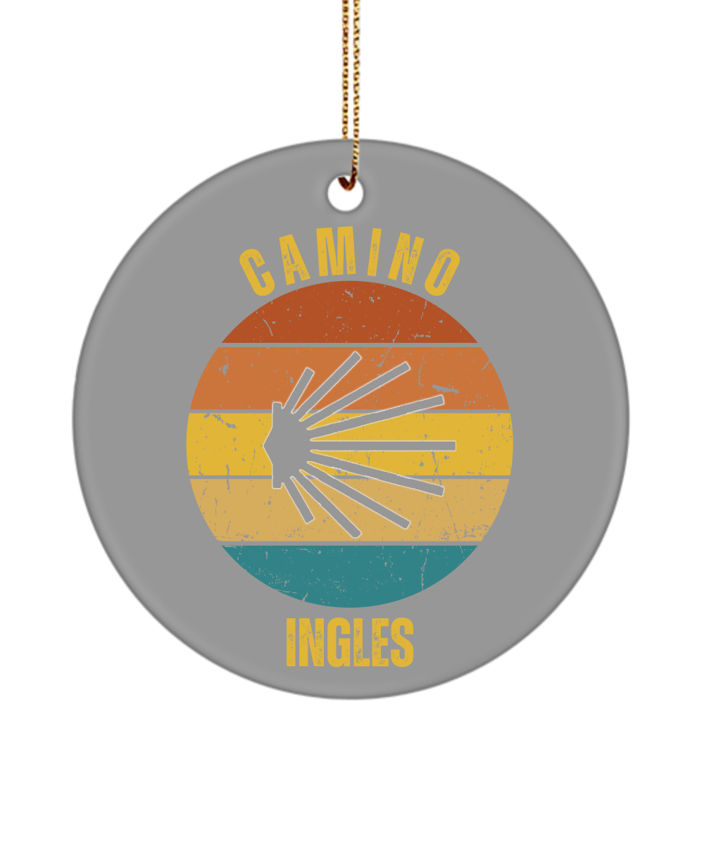 Camino de Santiago Christmas Ornament Ingles Seashell, 3" Round, Ceramic