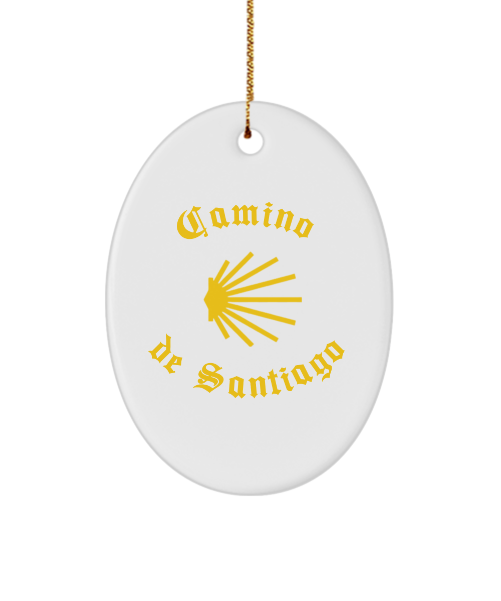 Camino de Santiago Christmas Ornament 3" White Oval
