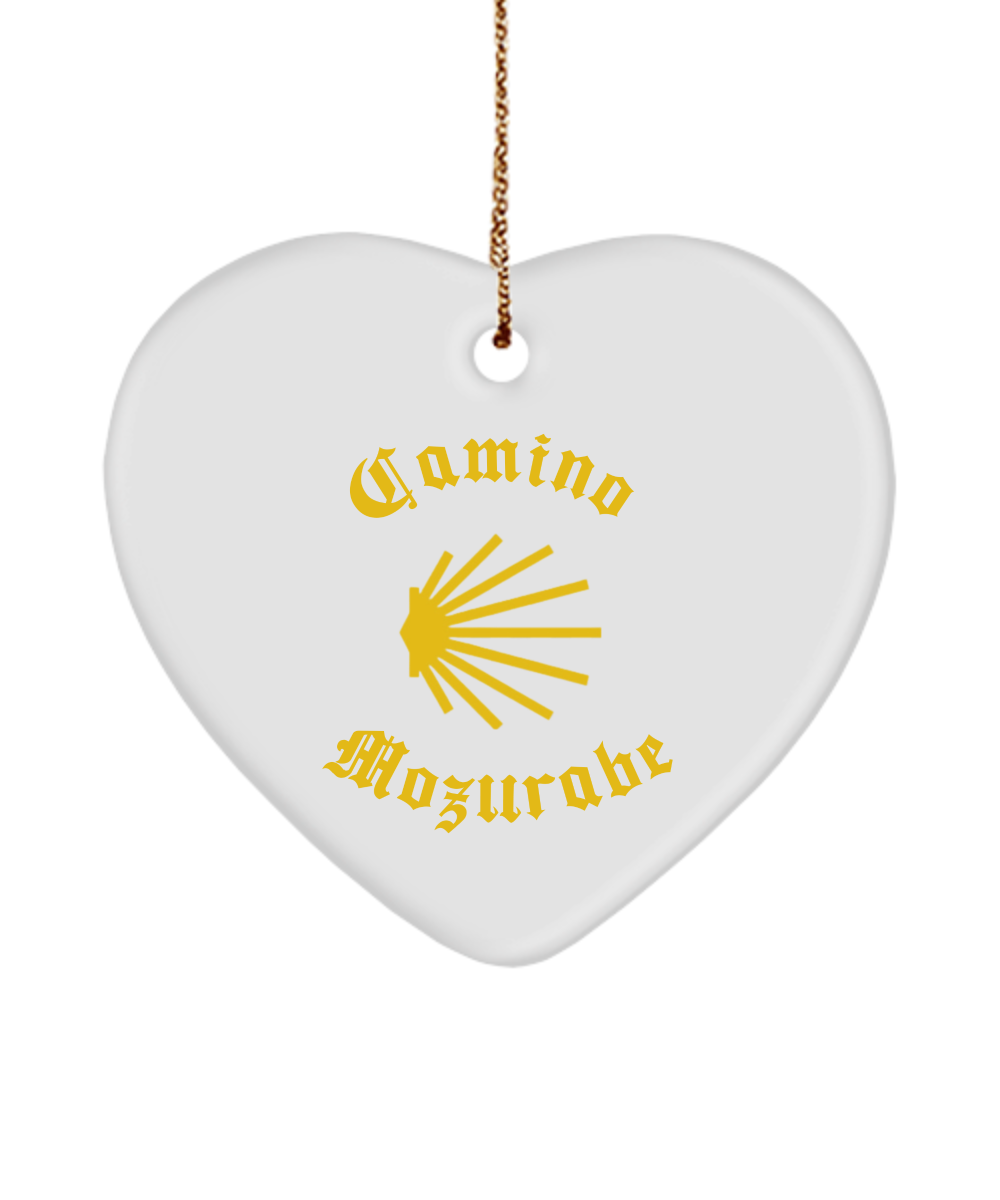 Camino de Santiago Christmas Ornament Seashell Mozarabe 3" Ceramic, Heart, Star, or Oval